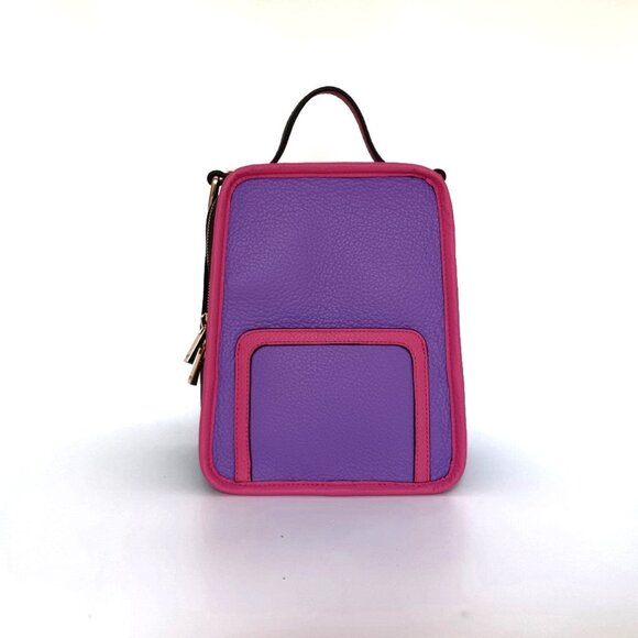 Margherita Mini Backpack Violet Raspberry Ebony Leather Handbag Luana Italy NWT - Picture 1 of 9